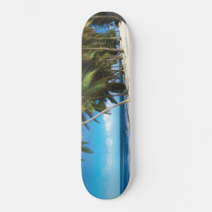 Exotic beach throw pillow skateboard