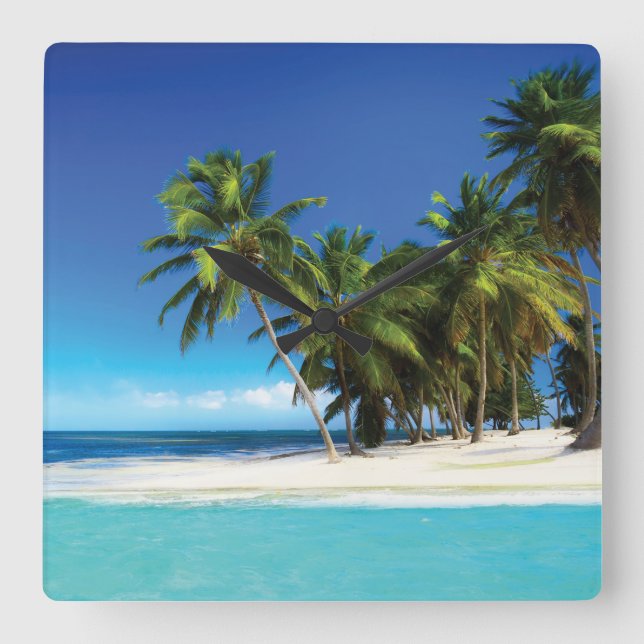 Exotic beach throw pillow square wall clock (Front)