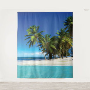 Exotic beach throw pillow tapestry