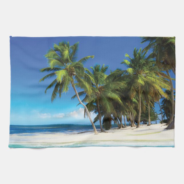 Exotic beach throw pillow tea towel (Horizontal)