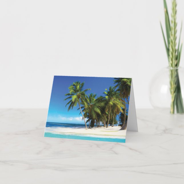 Exotic beach throw pillow thank you card (Front)