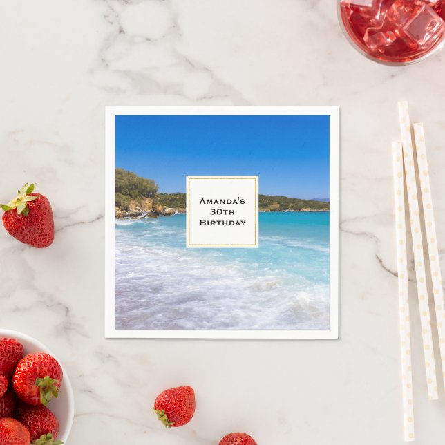 Exotic Beach Tropical Island Paradise Birthday Napkin (Insitu)