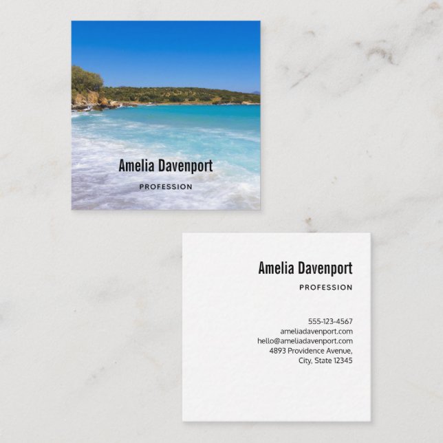 Exotic Beach Tropical Island Paradise Square Business Card (Front/Back)