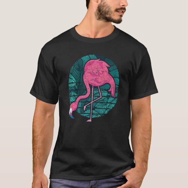 Exotic Bird Animal Lover Retro Tropical Pink Flami T-Shirt (Front)