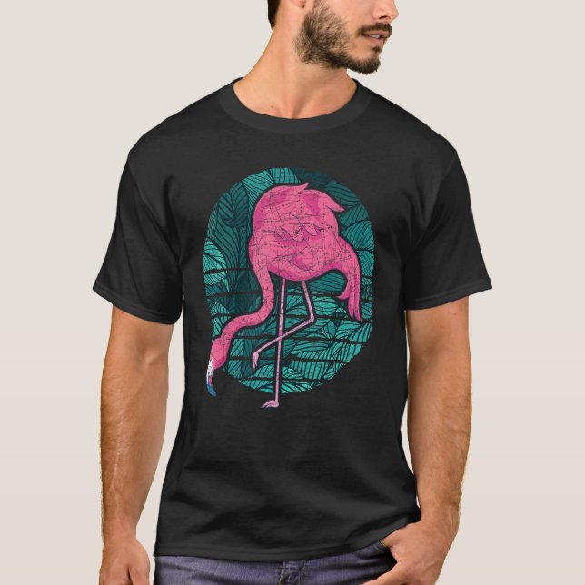 Exotic Bird Animal Lover Retro Tropical Pink Flami T-Shirt (Front)