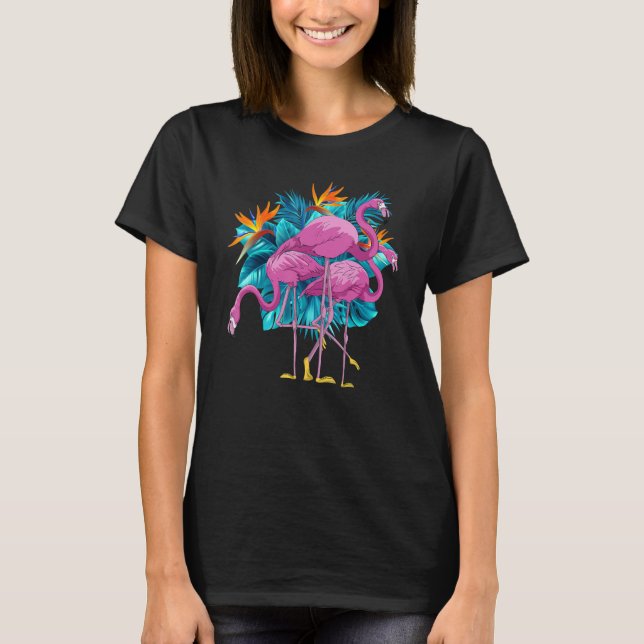 Exotic Bird Animal Lover Wildlife Tropical Pink Fl T-Shirt (Front)