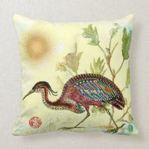 Exotic Bird Dot Painting Custom Throw Pillow