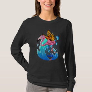 Exotic Bird Insect Zoo Animal Butterfly Pink Fla T-Shirt