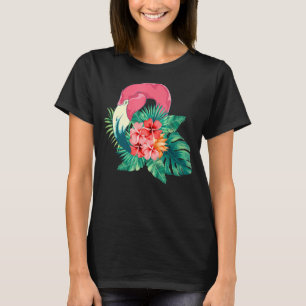 Exotic Bird Zoo Animal Tropical Flowers Pink Flam T-Shirt
