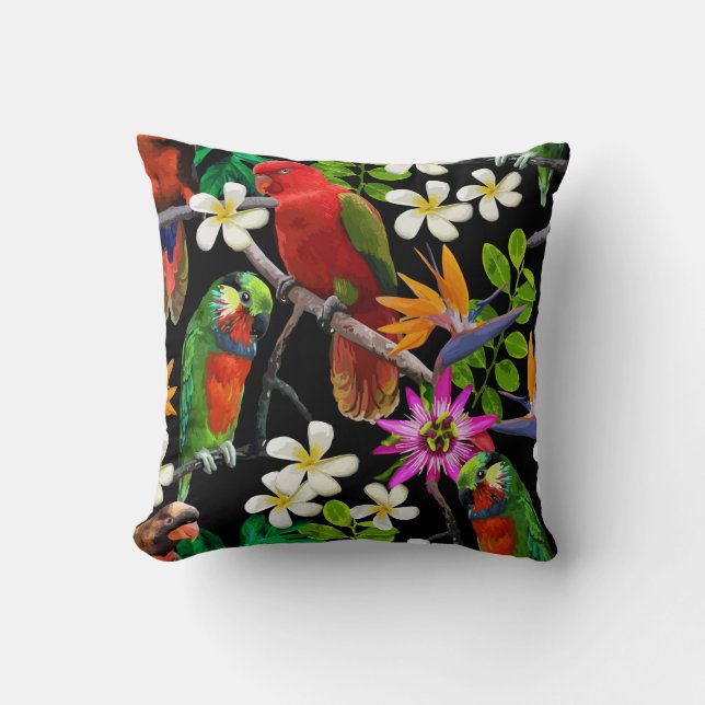 exotic birds and beautiful flowers cushion (Front)