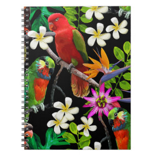 exotic birds and beautiful flowers notebook