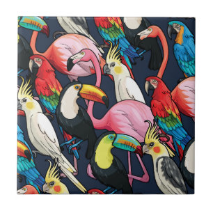 Exotic birds ceramic tile