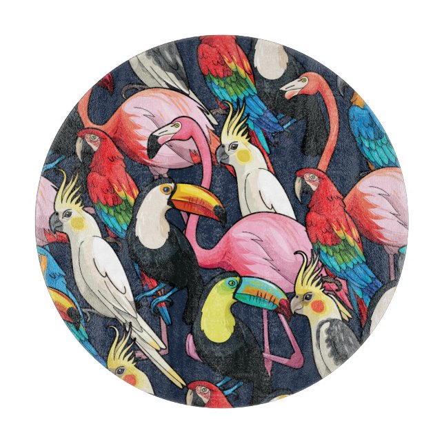 Exotic birds cutting board (Front)