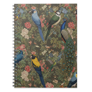 Exotic Birds in a Lush Floral Garden Notebook