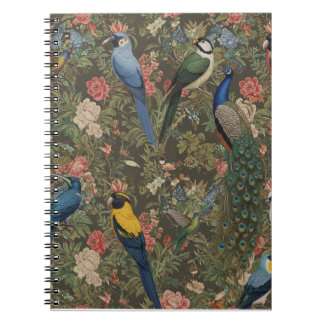 Exotic Birds in a Lush Floral Garden Notebook