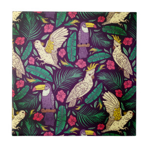 Exotic birds of paradise pattern   ceramic tile