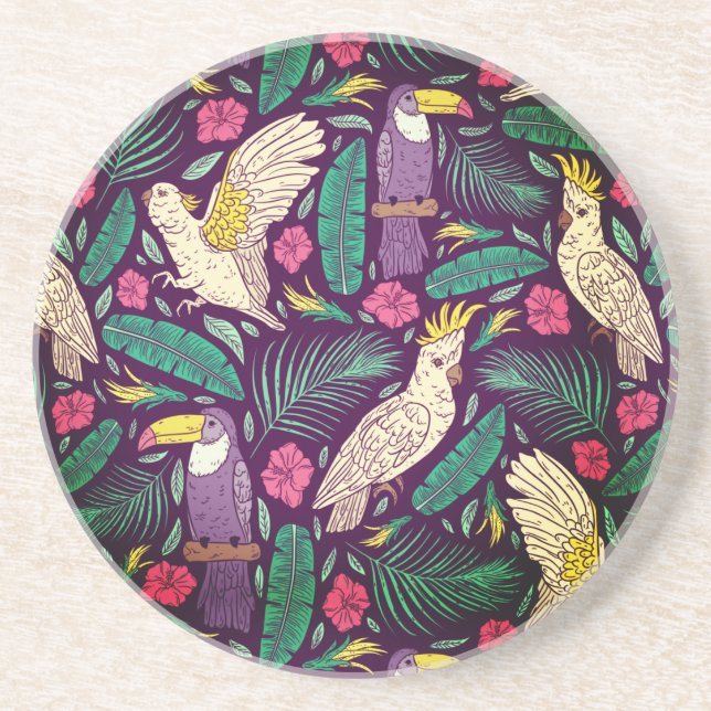 Exotic birds of paradise pattern  coaster (Front)
