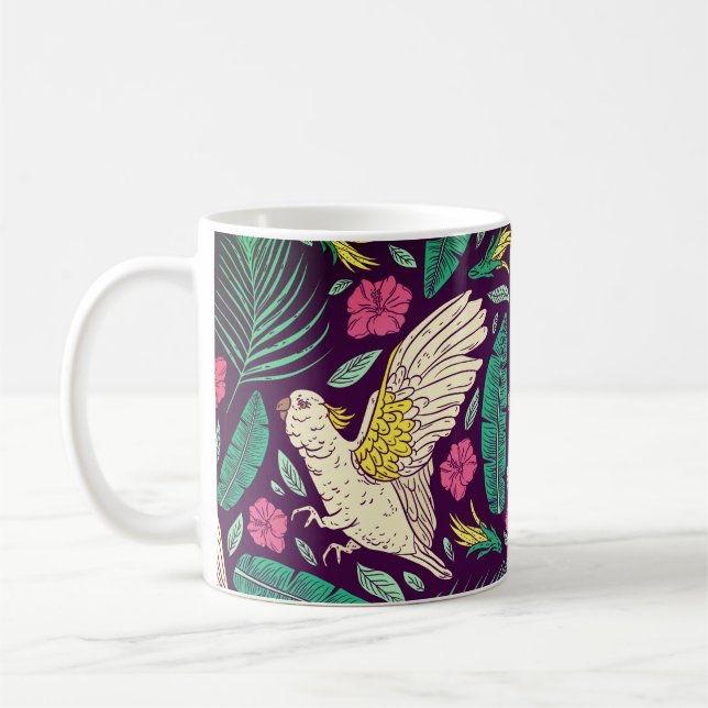Exotic birds of paradise pattern  coffee mug (Left)