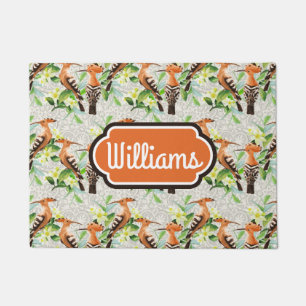 Exotic Birds On Lace   Add Your Name Doormat