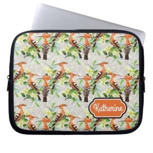 Exotic Birds On Lace   Add Your Name Laptop Sleeve