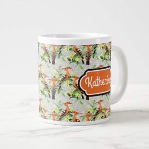 Exotic Birds On Lace Add Your Name Large Coffee Mug
