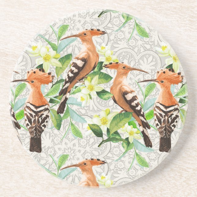 Exotic Birds On Lace Coaster (Front)