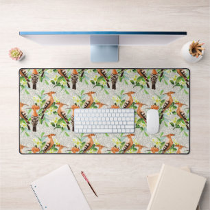 Exotic Birds On Lace Desk Mat