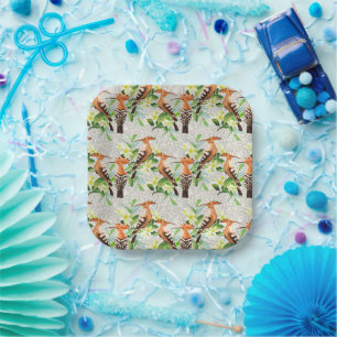 Exotic Birds On Lace Paper Plate