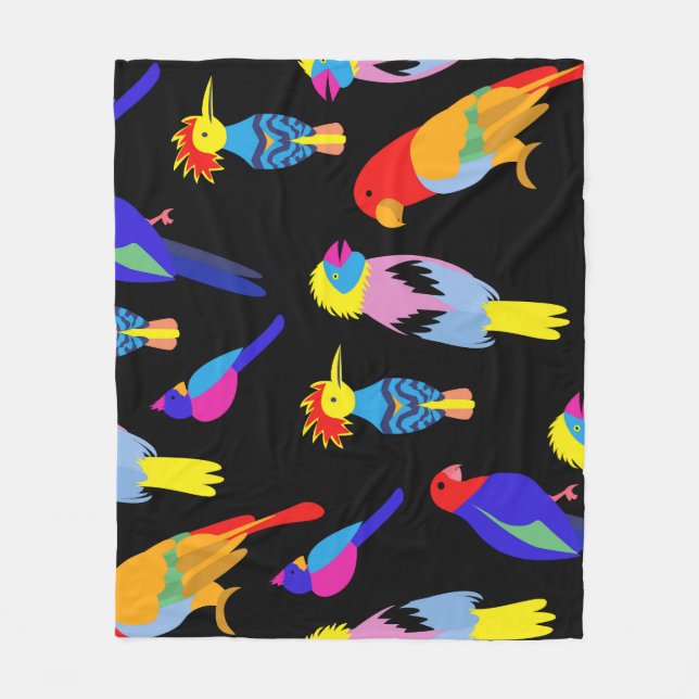 Exotic Birds Paradise Toucan Pattern Fleece Blanket (Front)