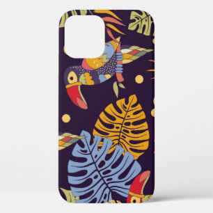 Exotic Birds Plants Colourful Pattern iPhone 12 Case