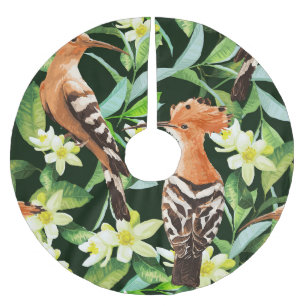 Exotic Birds: Tropical Vintage Print Brushed Polyester Tree Skirt