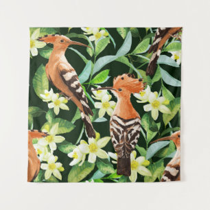 Exotic Birds: Tropical Vintage Print Tapestry