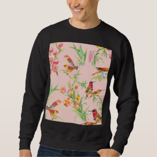 Exotic Birds: Vintage Floral Seamless. Sweatshirt