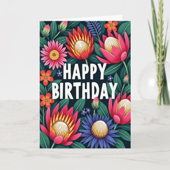 Exotic Birthday Blossom Card (Front)