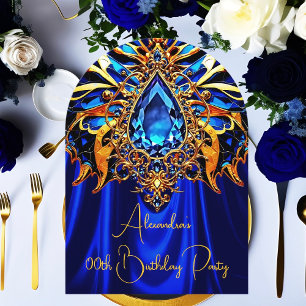 Exotic Birthday Blue Orange Gold Jewel Butterfly Invitation