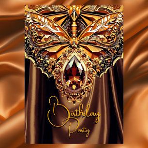 Exotic Birthday Caramel Chocolate Gold Jewel Invitation