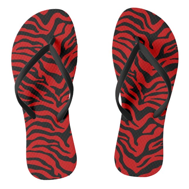 Exotic black and red zebra stripe thongs (Footbed)