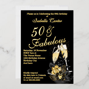 Exotic Black Gold Floral Fabulous Birthday Party