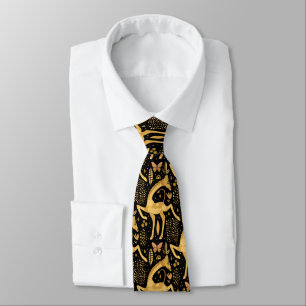 Exotic Black Gold Giraffe Boho Pattern Tie