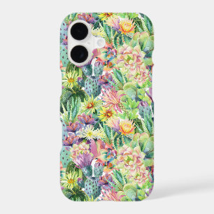 Exotic Blooming Watercolor Cacti Pattern