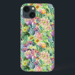 Exotic Blooming Watercolor Cacti Pattern iPhone 13 Case<br><div class="desc">Exotic watercolor blooming cacti with flowers pattern.  | © and ® Bigstock® - All Rights Reserved.</div>