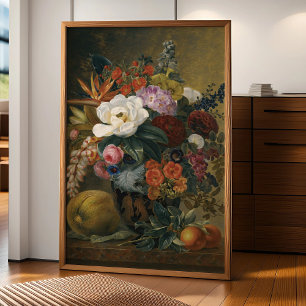 Exotic blooms in a Grecian vase  Poster