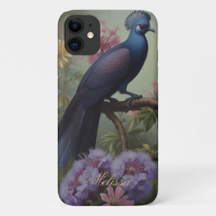 Exotic Blue Bird Script Personalise  iPhone 11 Case