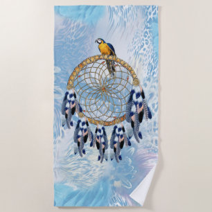 Exotic Blue Dream Catcher Beach Towel