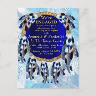 Exotic Blue Dream Catcher Engagement Invitation Postcard