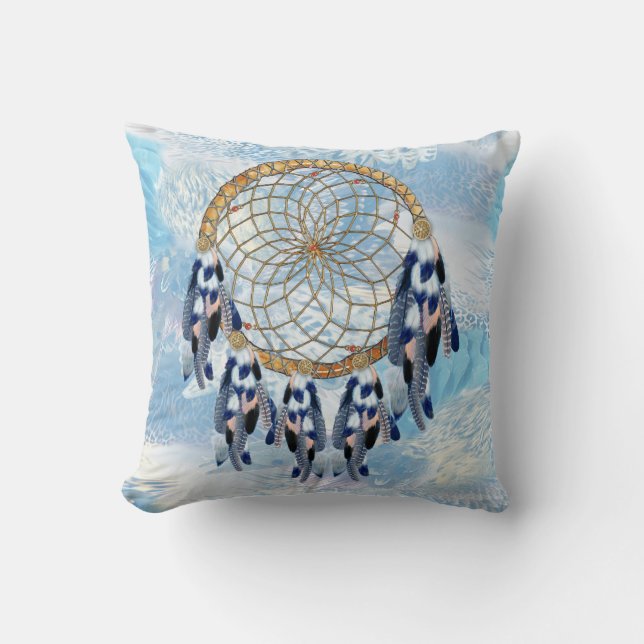 Exotic Blue Dream Catcher Home Decor Cushion (Front)