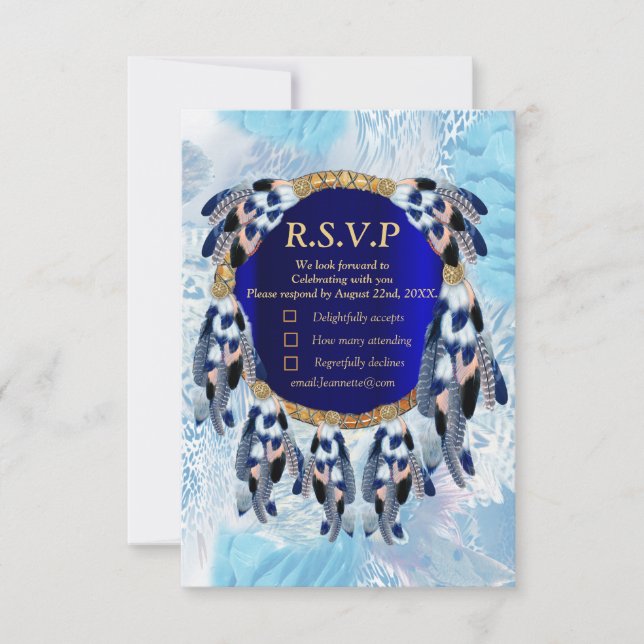Exotic Blue Dream Catcher RSVP Card (Front)