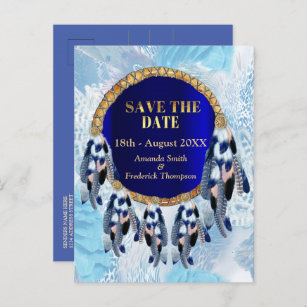 Exotic Blue Dream Catcher Save the Dates Announcement Postcard