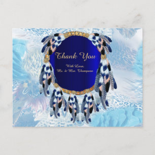Exotic Blue Dream Catcher Thank You Announcement Postcard