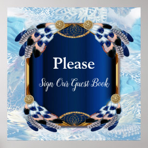 Exotic Blue Dream Catcher Wedding Poster